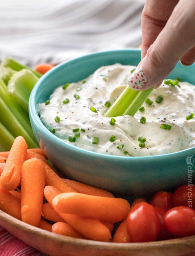 Garlic Herb Veggie Dip Chunky chef