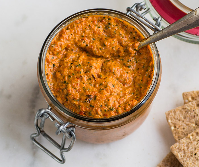 Red pepper pesto drizzle and dip
