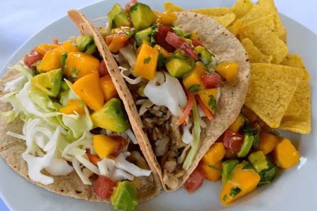 Tilapia Tacos with Fresh Peach Salsa 